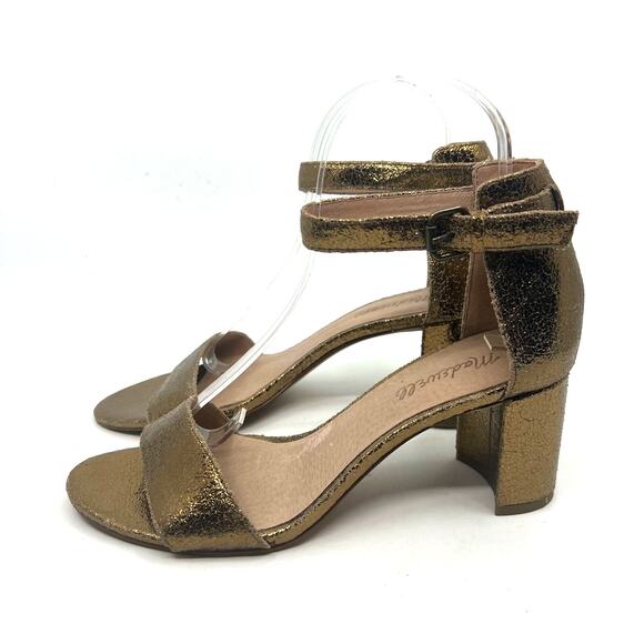 Madewell The Regina Metallic Gold Ankle-Strap Sandals Women's 8 US - Picture 2 of 9